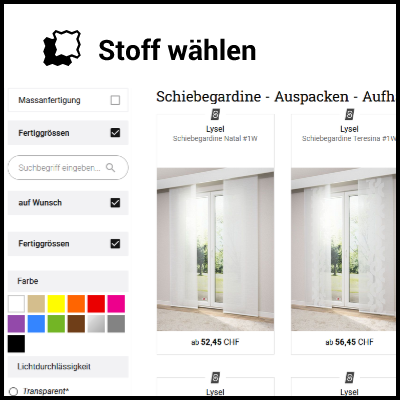Fächenvorhang Stoff auswählen auswahl des passendem Schiebegardinen Stoffes