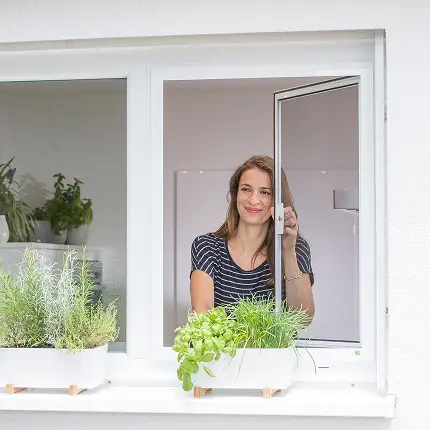 Plissee Rechteckanlage am Fenster montiert