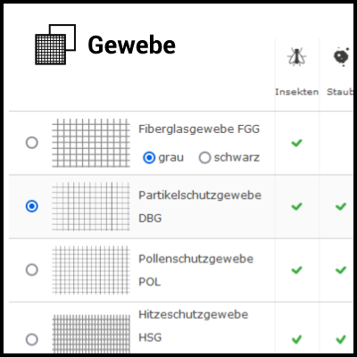 Auswahl des Insektenschutzgewebes Gewebe auswählen für den Insektenschutz