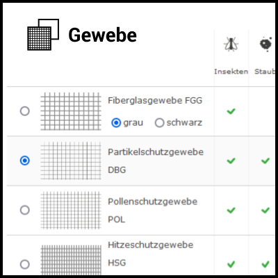 Gewebe auswhlen fr den Insektenschutz