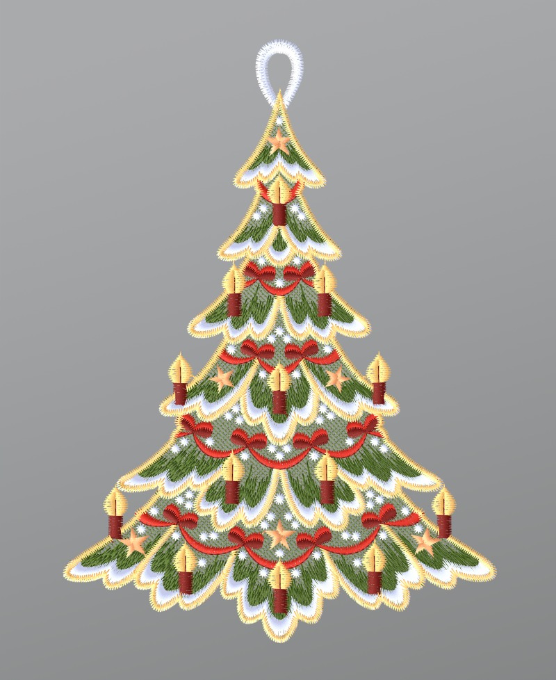 ArtikelbildFensterbild aus Plauener Spitze® - Festlich geschmückter Tannenbaum #1W mehrfarbig