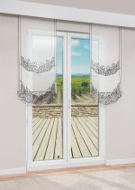 schwarz Vorschau Plauener Spitze® - Schiebegardine Camallera #1W in Reinweiß schwarz