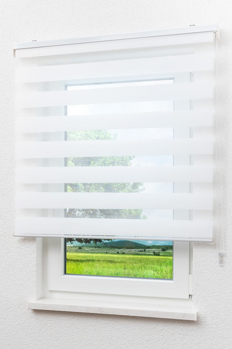 Lysel Outlet - Doppelrollo Solid mit Miniblende Reinweiß