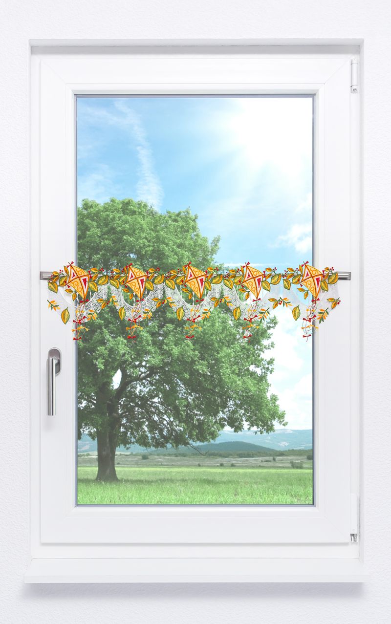 ArtikelbildScheibengardine Plauener Spitze® - Herbstbeschäftigung #1W Multicolor
