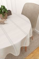 Tischdecke rund in Beige