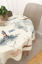 Tischdecke rund in Blau