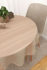 Tischdecke rund in Beige