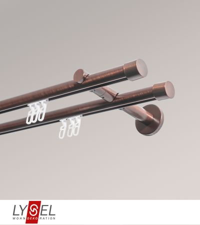 Lysel - SET Opal Innenlauf 160cm 2 Lauf Doppel-Kombiträger offen mit Endstücke Kappe in Edelstahl-Optik