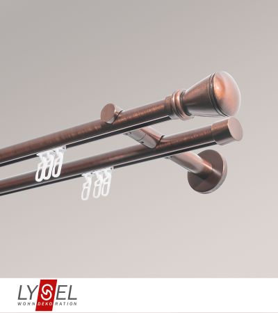 Lysel - SET Opal Innenlauf 160cm 2 Lauf Doppel-Kombiträger offen mit Endstücke Kappe in Edelstahl-Optik