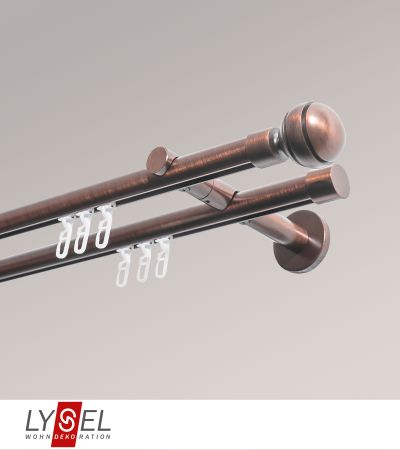 Lysel - SET Opal Innenlauf 160cm 2 Lauf Doppel-Kombiträger offen mit Endstücke Kappe in Edelstahl-Optik