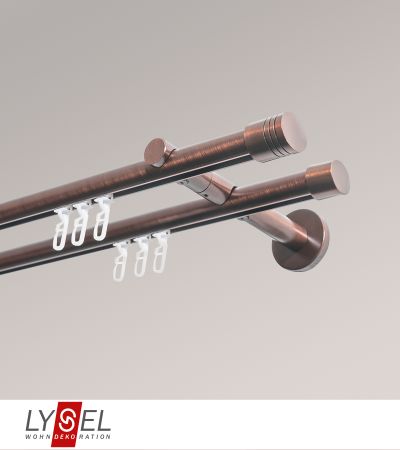 Lysel - SET Opal Innenlauf 160cm 2 Lauf Doppel-Kombiträger offen mit Endstücke Kappe in Edelstahl-Optik