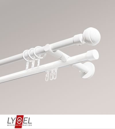 Lysel - SET Opal Innenlauf 200cm 2 Lauf Doppel-Kombiträger offen mit Endstücke Kappe in Edelstahl-Optik