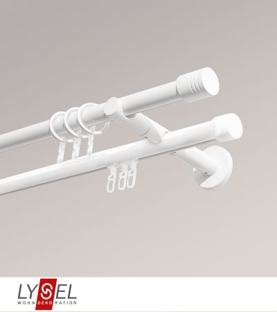 Lysel - SET Opal Innenlauf 200cm 2 Lauf Doppel-Kombiträger offen mit Endstücke Kappe in Edelstahl-Optik