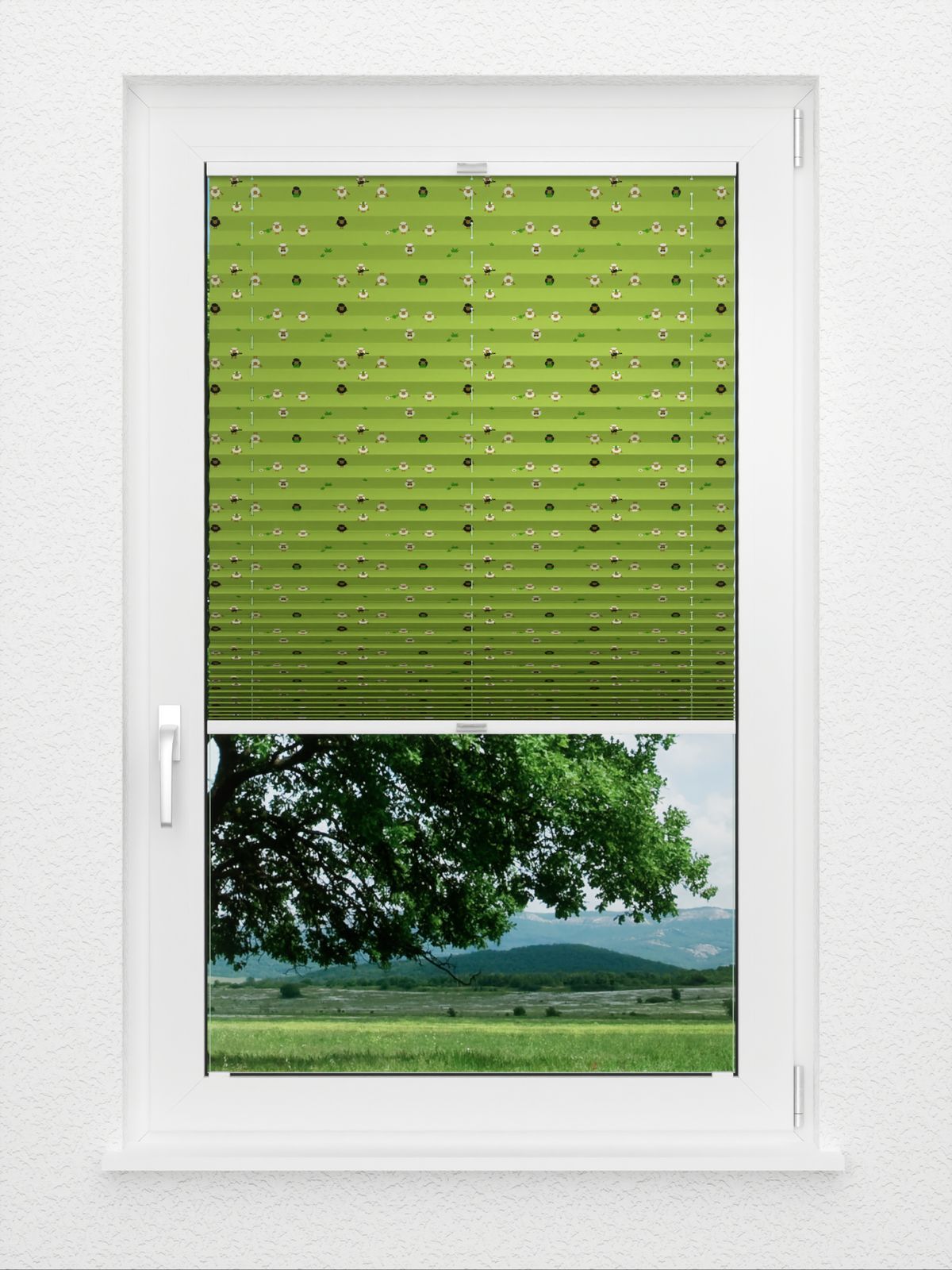 Detailansicht Plissee Sheep green Night 4406.1714